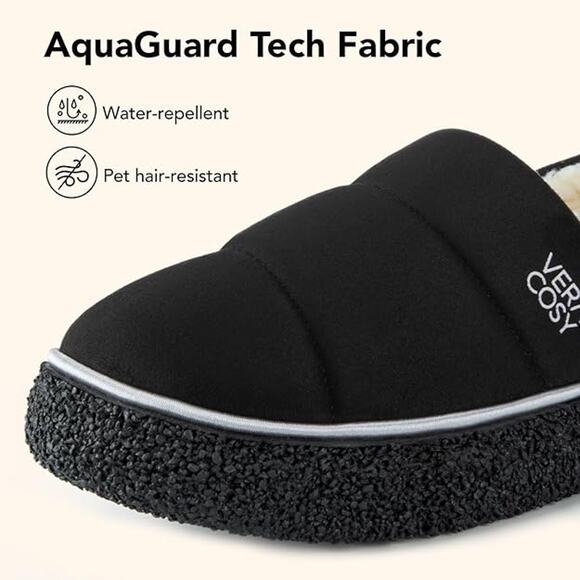 VeraCosy Black Memory Foam Indoor Outdoor Slippers Women's Size 9-10 - Picture 3 of 5